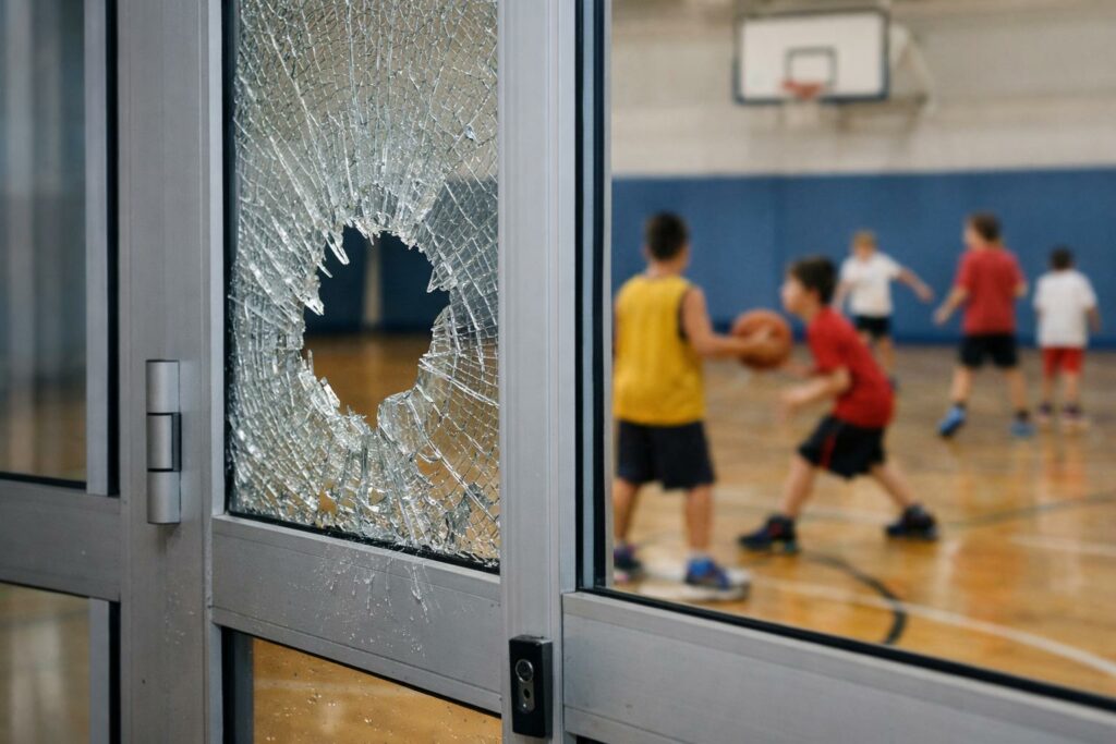 Vetro rotto al plesso Manzoni