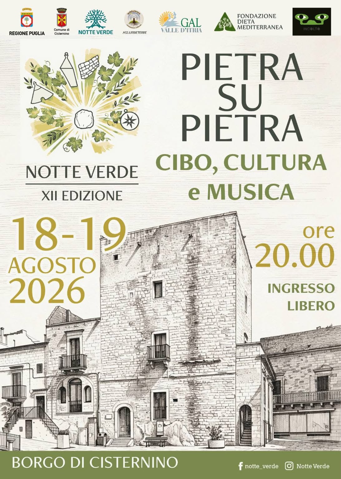 Notte Verde 2026, Cisternino si costruisce “pietra su pietra”